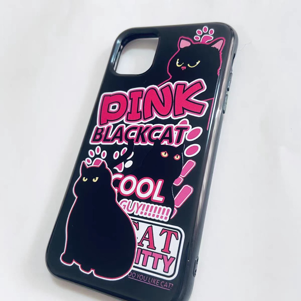 IPHONE Ins Pola Kucing Hitam Cocok Untuk Iphone14 14pro 14plus 13 13mini 13pro 13prm iPhone12 7Plus 8Plus Xr XS 13 12mini Pro Max Empat Sudut Casing Ponsel Tahan Guncangan