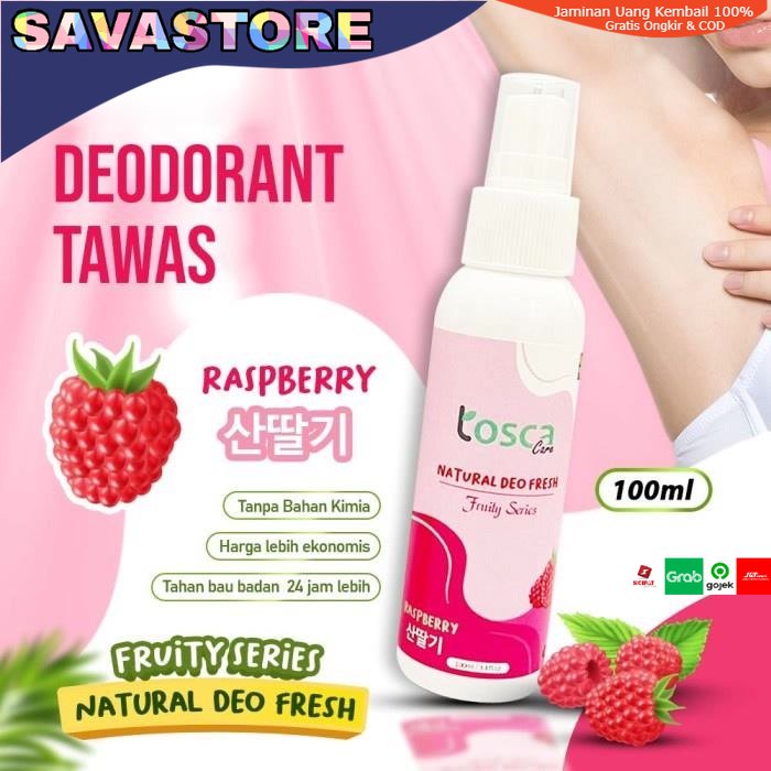 Natural Deodorant Spray 100ml AROMA BUAH - Tosca Deodorant Tawas Cair Fruity Series Efektif Atasi Bau Ketiak Non Alkohol