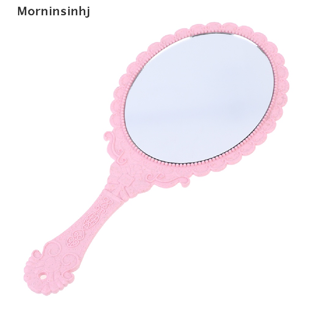 Mornin Vintage Ukir Handheld Vanity Mirror Cermin Rias Tangan Gagang Cermin Kosmetik id