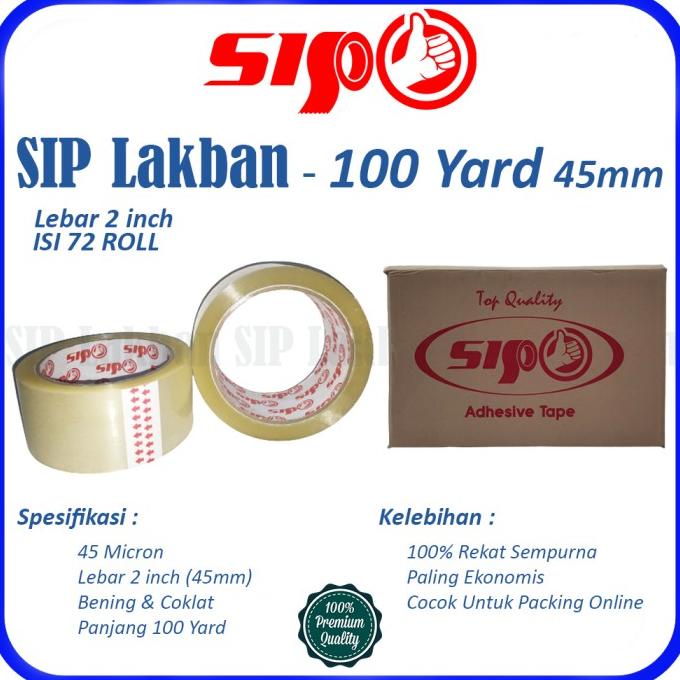 

LAKBAN SIP 45MM x 100YARD 1 CRT 72 ROLL / GOJEK GRAB / MURAH