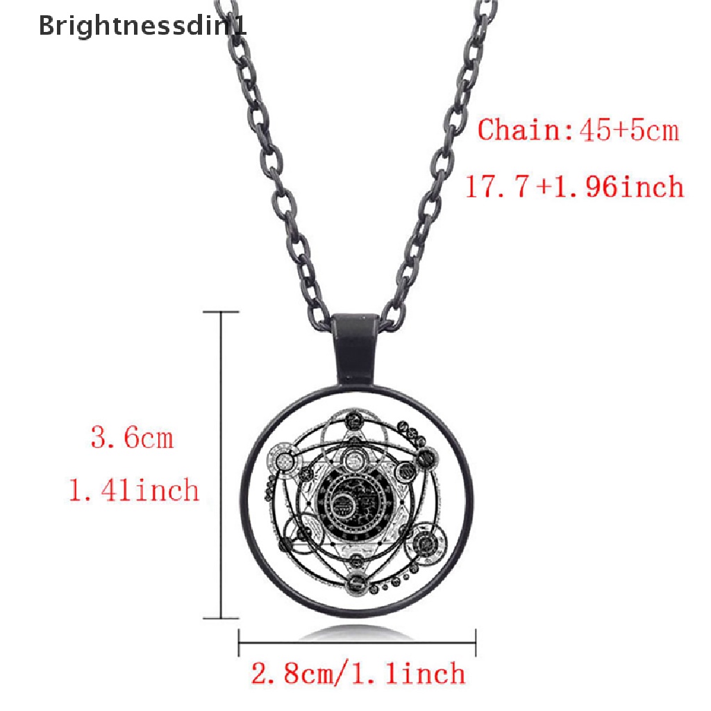 [Brightnessdin1] Retro Fantasy Magic Sigi Sigi Ilmu Sihir Pola Liontin Kalung Kaca Cabochon Perhiasan Kalung Pria Wanita Aksesoris Hadiah Souvenir Butik