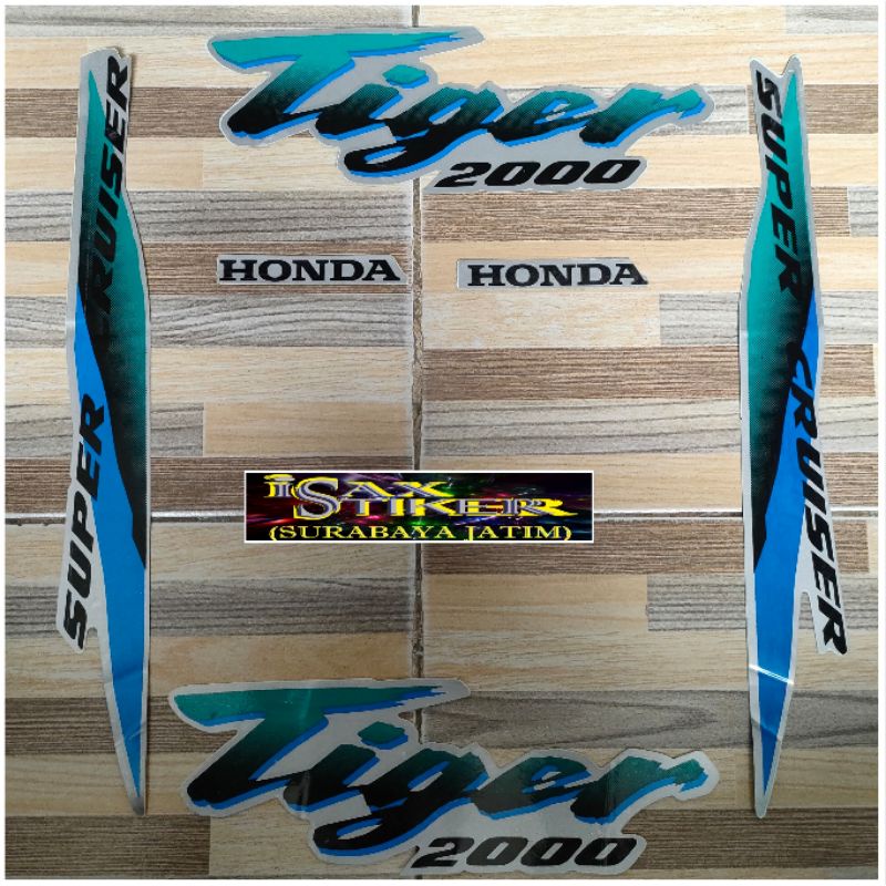 striping original Honda Tiger 2000 silver Lis hijau biru
