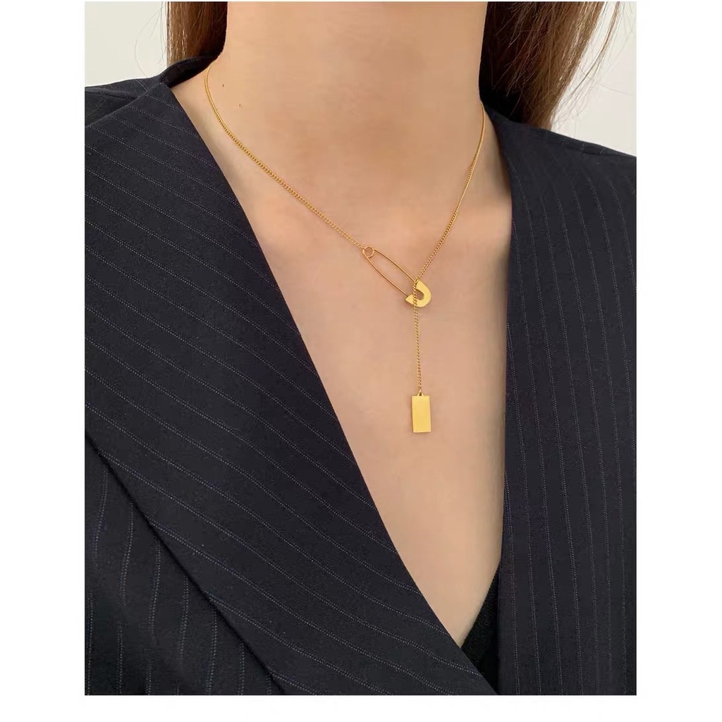 2022 Kalung Bahan Stainless Steel 18K Gold Gaya Korea Untuk Wanita