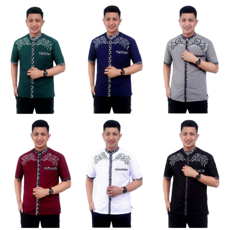 Baju Koko Pria Bordir Syubbanul Muslimin Koko Azzahir Koko Kurta Lengan Pendek