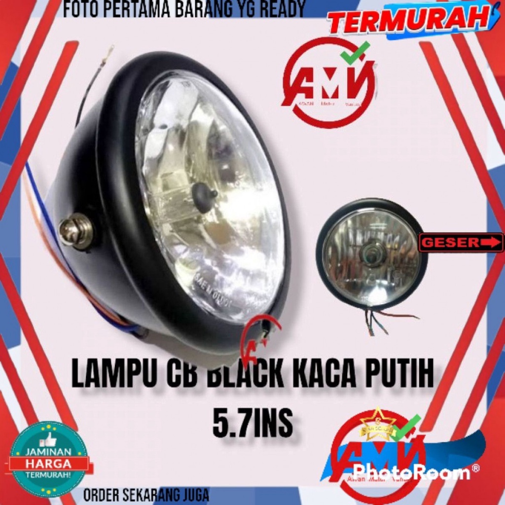 LAMPU  CB PESEK HITAM KACA PUTIH