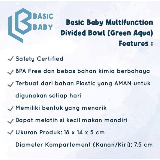 Basic Baby Multifunction Divided Bowl | Mangkuk Anak 3 Sekat