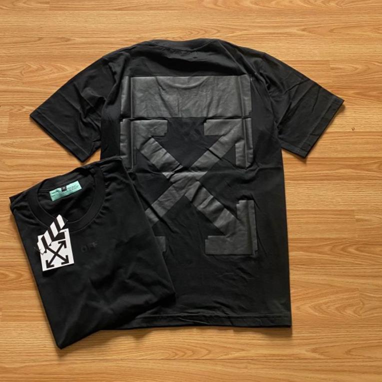 TERBAIK KAOS PRIA DAN WANITA OFF WHITE FULL BLACK ORIGINAL FULL TAG MIROR