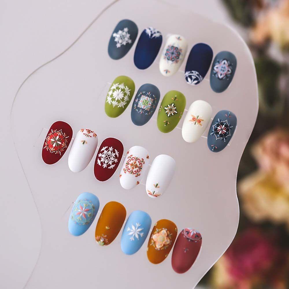 AUGUSTINA Agustina Bohemia Stiker Kuku Warna-Warni Pola Tidak Teratur Gaya Bohemia Self Adhesive Nail Art Dekorasi