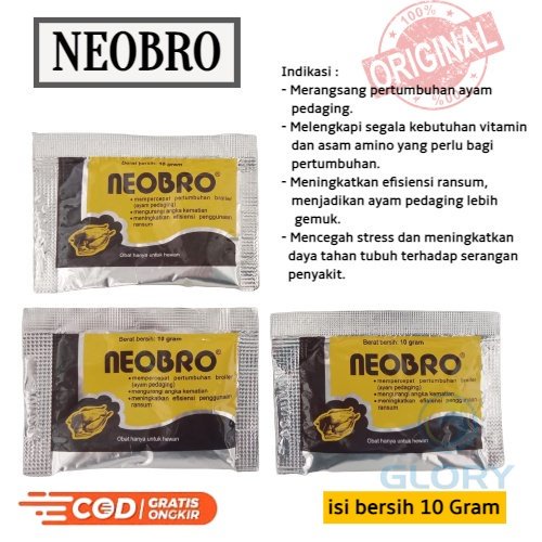 Neobro Kemasan 10 Gram Vitamin Penggemuk & Pertumbuhan Unggas / Obat Penambah Nafsu Makan Ayam Bedag