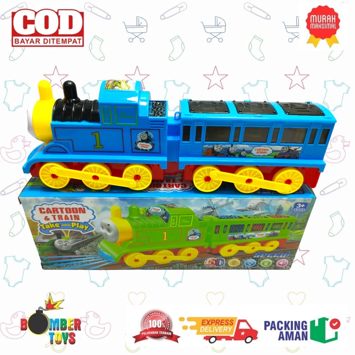 MAINAN ANAK KERETA API GERBONG TRAIN BATERAI JALAN LAMPU 3d KADO UNIK