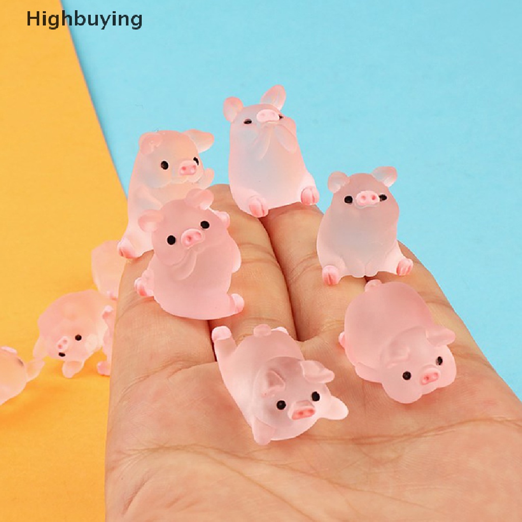 Hbid 6pcs / set Luminous Mini Resin Pig Car Dashboard Toys Dolls Figures Home Garden Decoration Cartoon Colorful Cute Car Ornaments Gifts Glory