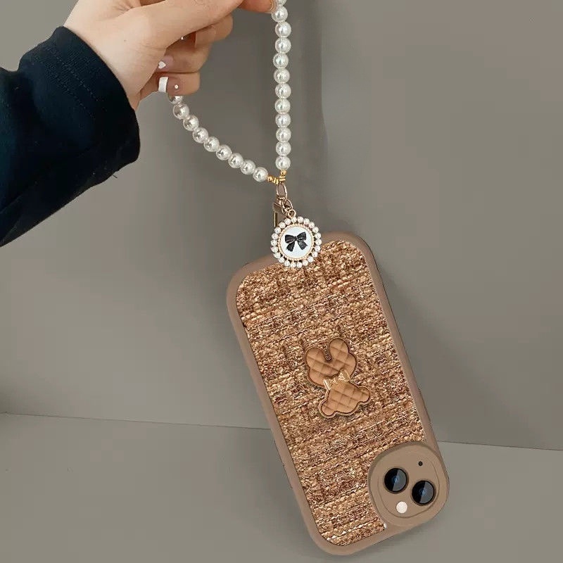 IPHONE Woven Beruang Tiga Dimensi Dengan Desain Bracelate Putih Casing Ponsel Kompatibel Dengan Iphone12 13 14 11 Pro Max X Xs Max Xr Dfcgv