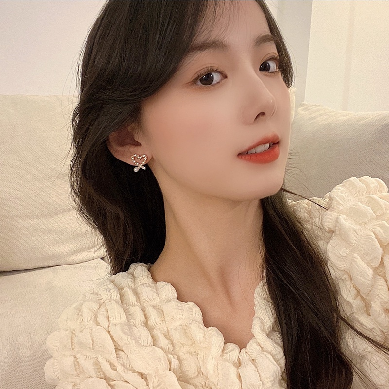 We Flower Vintage Emas Kristal Manik-Manik Mutiara Cross Heart Stud Earrings Untuk Wanita Gadis Korea Cinta Hati Anting Engagment Pesta Perhiasan Hadiah