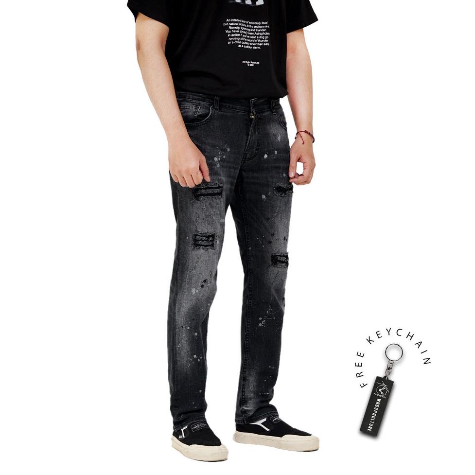Murah Meriah Whoopculture "Heuml" Black Wash Ripped Jeans