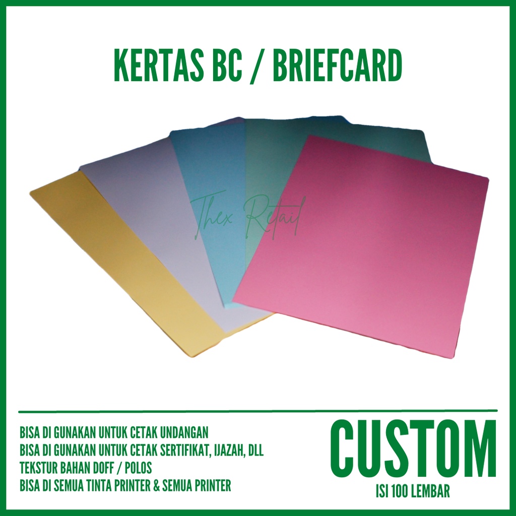 

Kertas Brief card Custom Potong isi 100 Lembar / Kertas Brief card / Kertas BC / Kertas BC Custom Potong