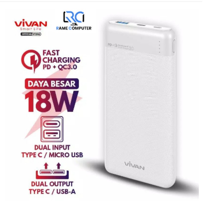 Vivan VPB-M10 Powerbank 10000mAh Quick Charging 3A white