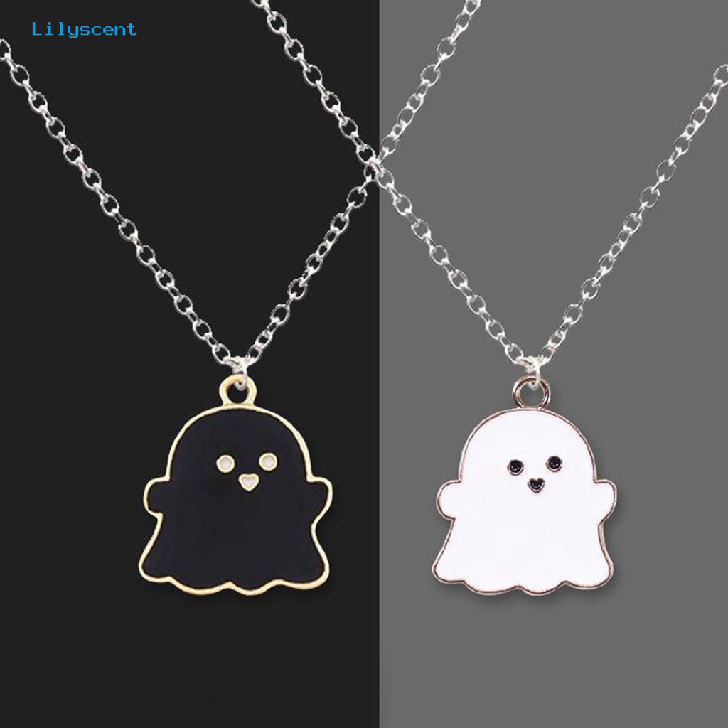 [LS] Liontin Kalung Meriah Geometris Electroplating Semua Pertandingan Pria Wanita Lucu Kartun Hantu Klavikula Rantai Dekorasi Hadiah Untuk Halloween