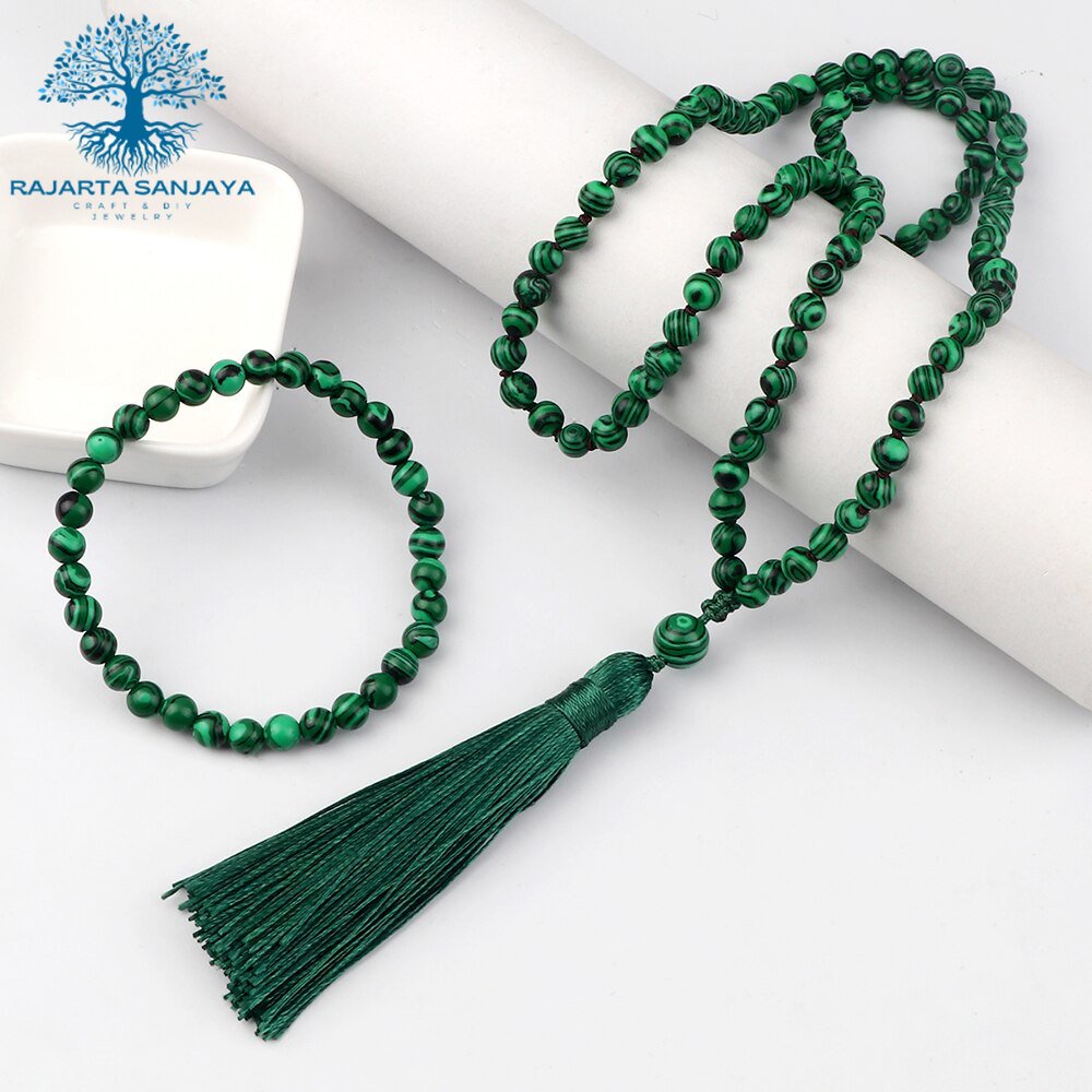 Tasbih Japamala Green Malachite 108 Mala 6mm