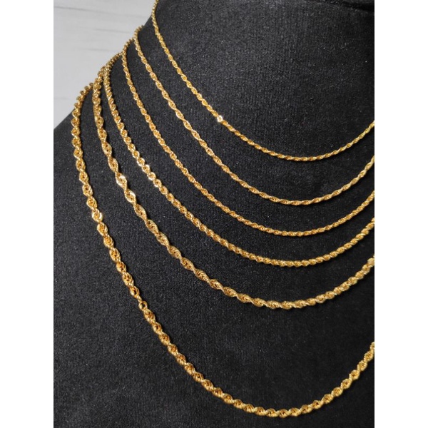 Kalung rantai Italy, medan, mesin & tambang emas 16k asli 0.8g - 5gr untuk anak & dewasa, emas 700 (