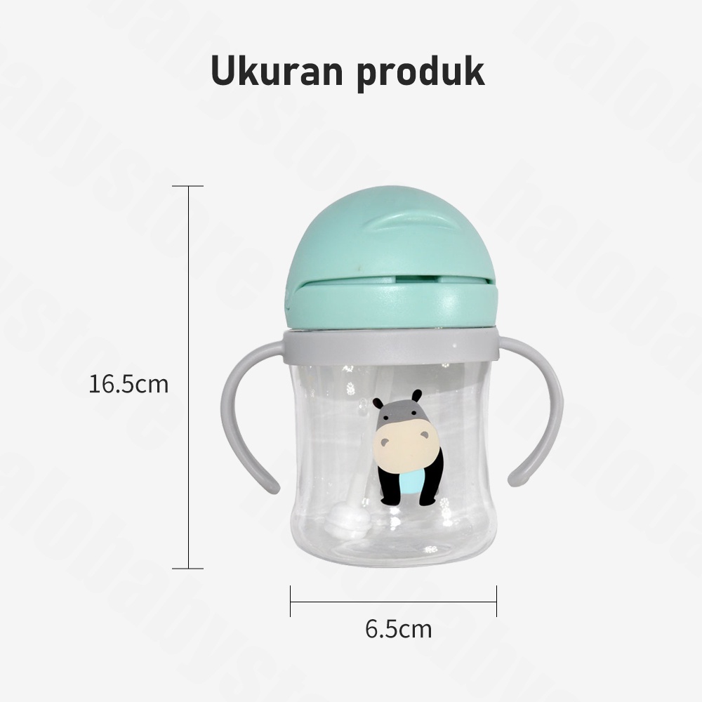 Halobaby Botol Minum Bayi Lucu 250ml /botol minum bayi sedotan anti tumpah bayi/Sippy Cup