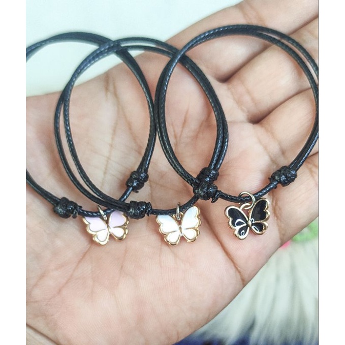 Gelang Tali Charm Kupu Kupu Karakter || Gelang Wanita Kupu Kupu