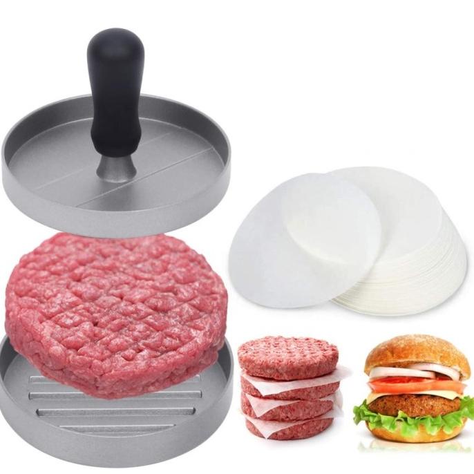 Alat Cetak Daging Burger / Hamburger Press Bonus 100pcs Wax Paper