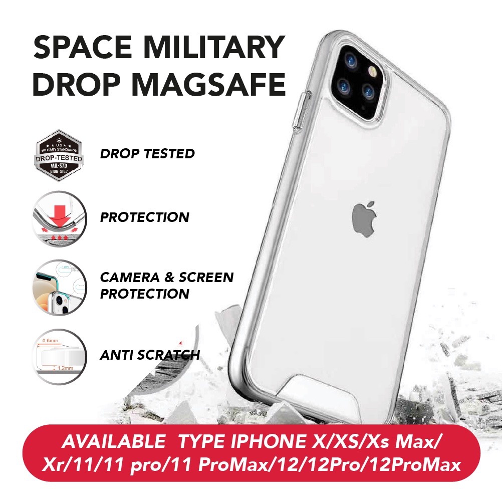 Case acrylic iPhone 14, 14 Pro/Max, 13, 13 Pro/Max 12, 12 Pro/Max 11, 11 Pro/Max Xr, X/Xs Max Magsafe Anti crack case aklirik clear anti shock