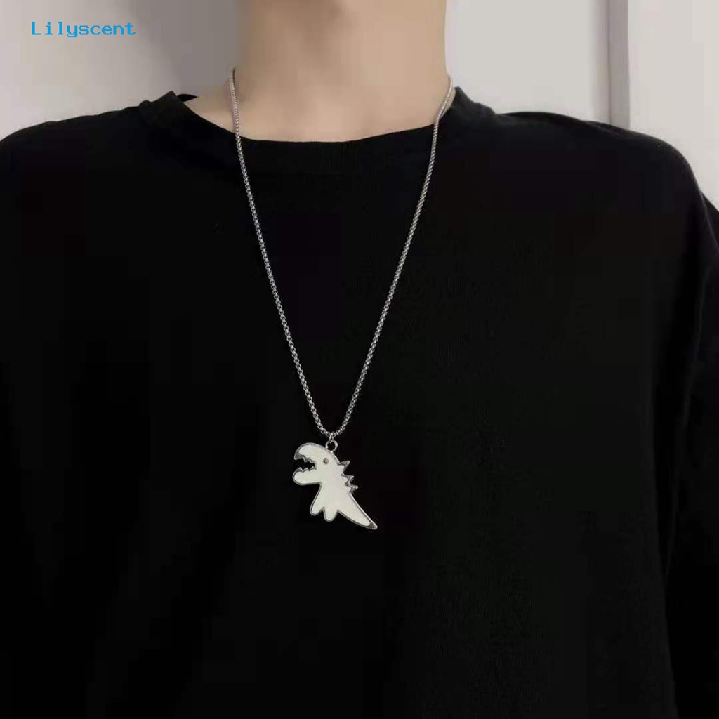 [LS] Couple Kalung Hip Hop Geometris Bentuk Hewan Rantai Bentuk O Wanita Pria Kartun Dinosaurus Liontin Kalung Perhiasan Hadiah Hari Kasih Sayang Untuk Club