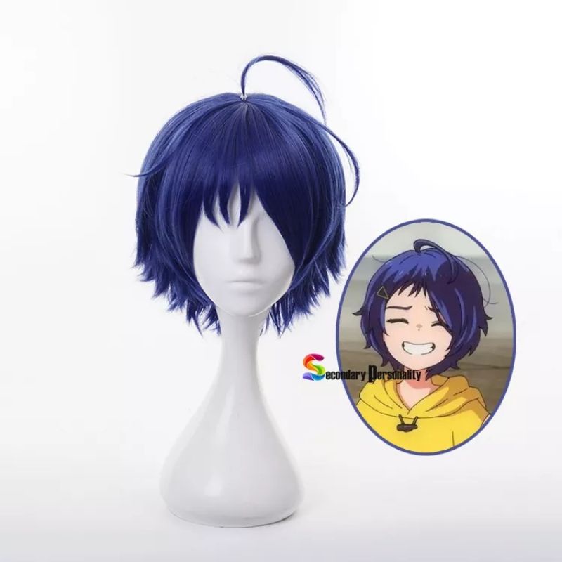 Wig Cosplay Dark Blue Biru Tua Anime Wonder Egg Priority Ai Ohto