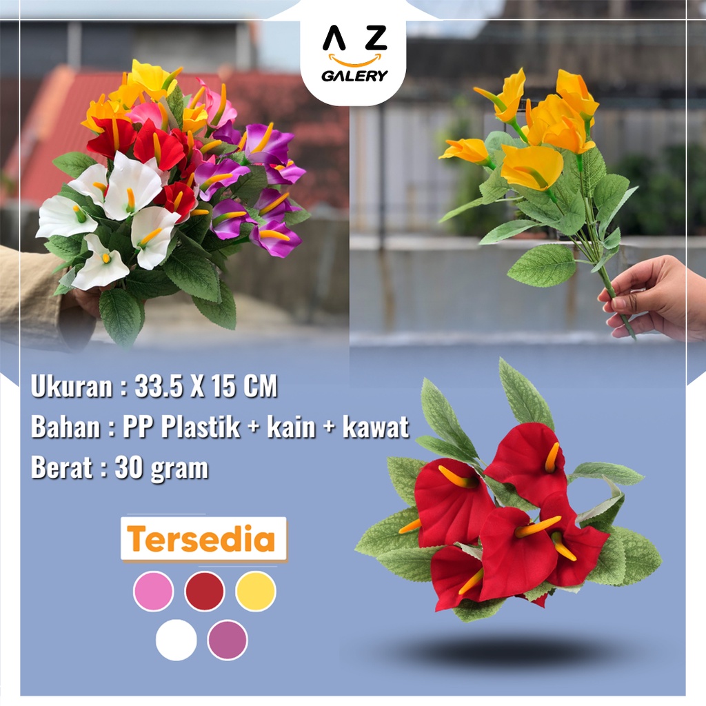 Bunga Bakung Lily Hias Plastik Artifical Bouqet Flower Pajangan Dekorasi Rumah Import Azgalery PBP157