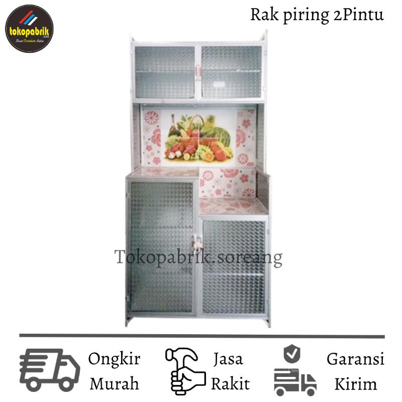 RAK PIRING KACA 2 PINTU MURAH Lemari Sayur Alumunium Keramik