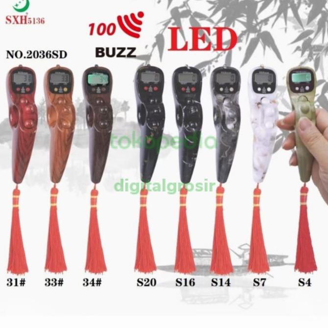 Tasbih Digital Premium Motif Kayu Marmer Led Alarm Per 100 Bunyi