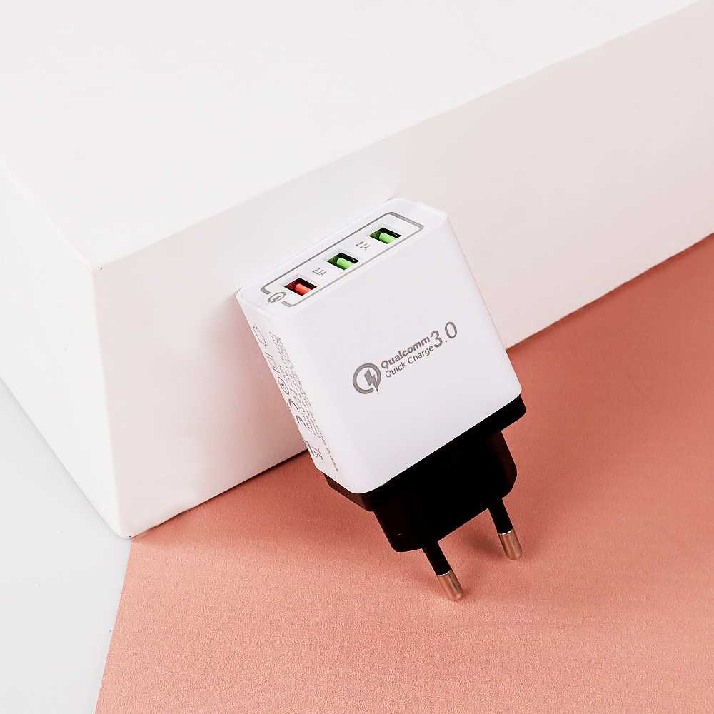 Colokan Charger USB 3 Port Qualcomm QC 3.0 EU Plug AR QC 03