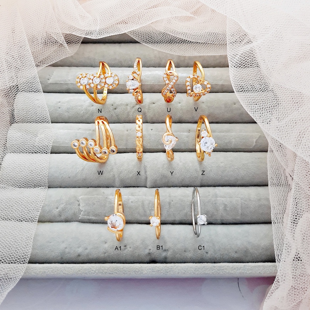 Cincin Xuping Bulat Silang Jaring Lapis Emas Gold Zircon - BR456