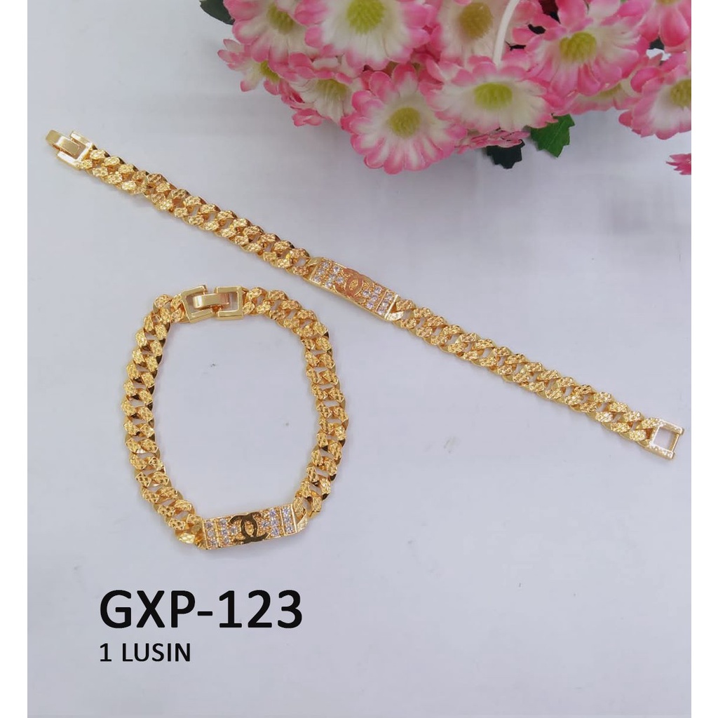 [1 LUSIN ISI 12] GELANG XP RANTAI EMAS GOLD PLAT PERSEGI DIAM TERMURAH / DUNIA GELANG TERBARU