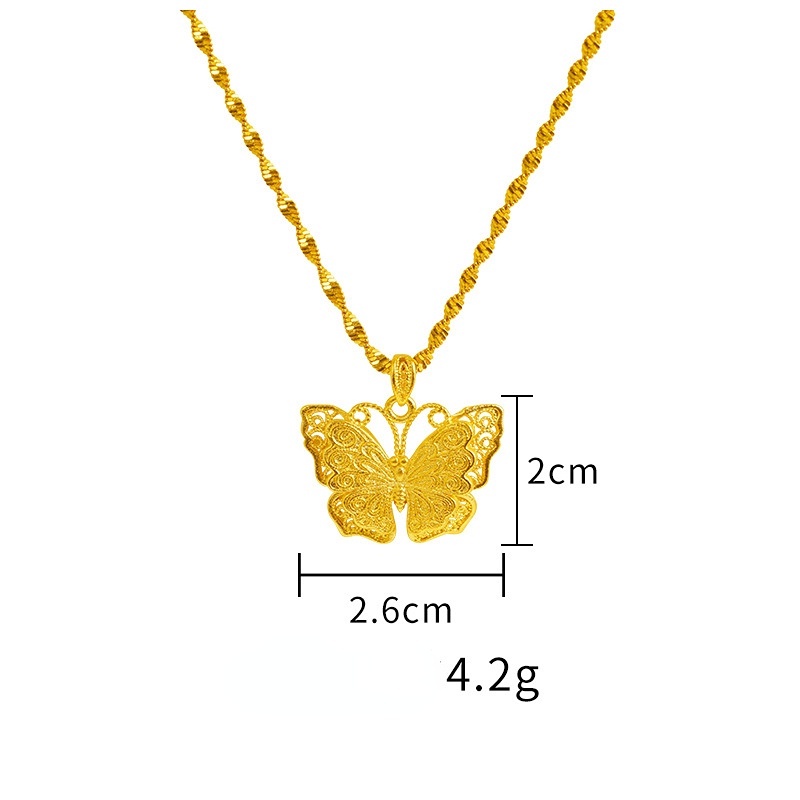 Goldkingdom Perhiasan Fashion Emas Asli Kadar 375Bangkok Aksesoris Ready Stock Melubangi Liontin Kupu-Kupu Kalung Wanita Cantik Untuk Baik Untuk Indah Segalanya