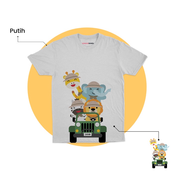 Kaos Anak Motif Safari - Putih, 1