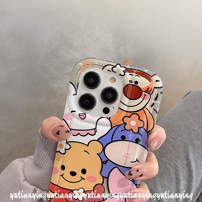 IPHONE Casing Manyo Disney Winnie the Pooh Lucu Kompatibel Untuk Iphone11 14 13 12 Pro MAX 7plus XR 6 6S 7 8 Plus X XS MAX Kartun Piglet Tigger Silicon Airbag Shockproof Soft Case Cover