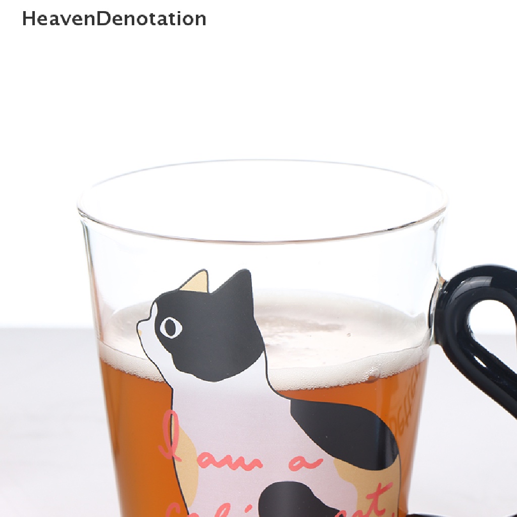 [HeavenDenotation] 250ml Gelas Kucing Lucu Jus Cangkir Kopi Teh Susu Coffee Glass Mug Gagang Ekor Kucing HDV