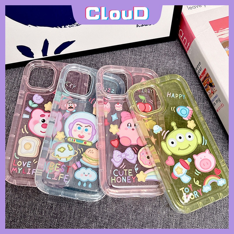 IPHONE Casing Beruang Strawberry Lucu Kompatibel Untuk Iphone11 14 13 12 Pro MAX XR 7plus 7 8 6 6S Plus X XS MAX Kartun Kirby Manyo Cherry Stars Shockproof Airbag Lembut Tpu Cover