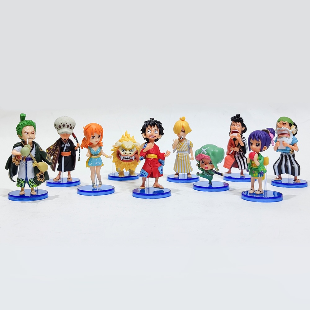10pcs One Piece anime action figure Wano Country Luffy Zoro Sanji Nami model