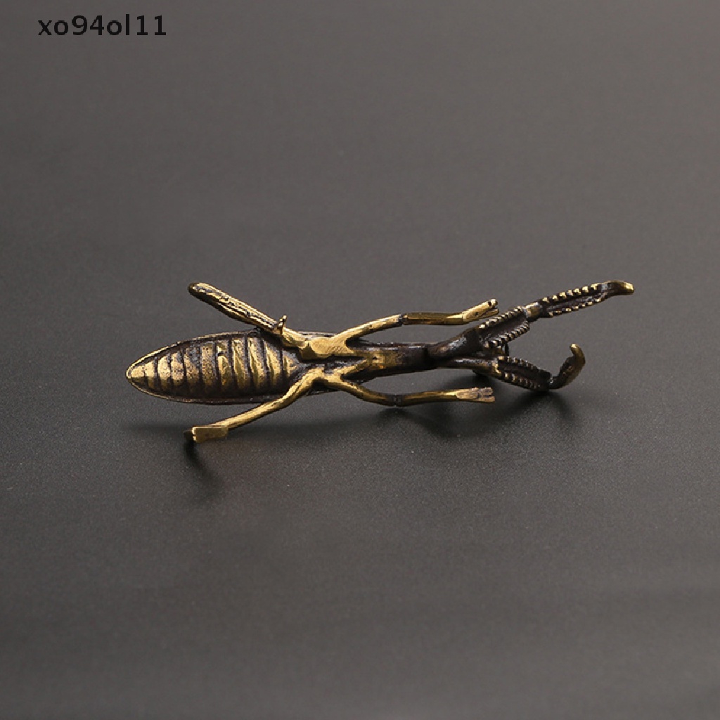 Xo Tembaga Mantis Miniatur Ornamen Teh Pet Antik Solid Patung Serangga Meja OL