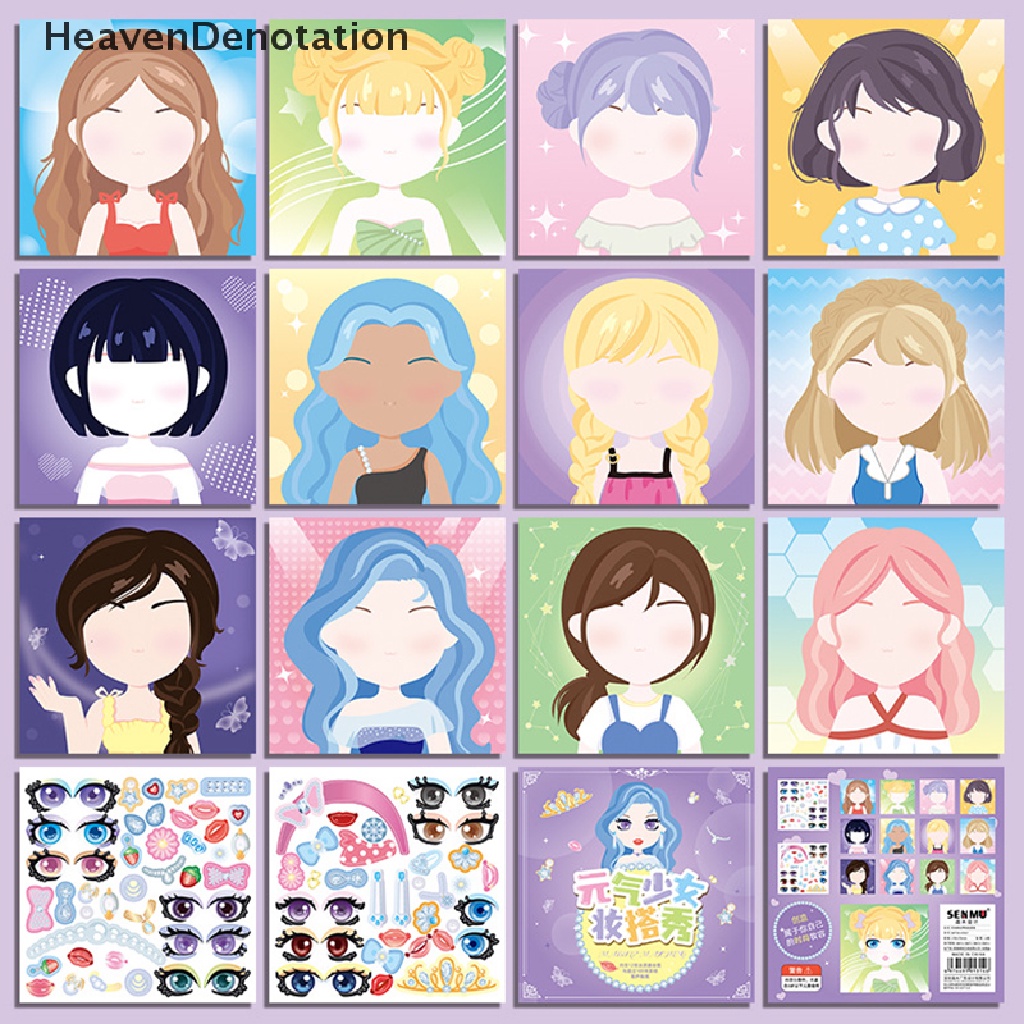 [HeavenDenotation] Anak-anak Putri Fashion Change Show Sticker Set Gadis Decal Serbaguna Diy Makeup Show HDV