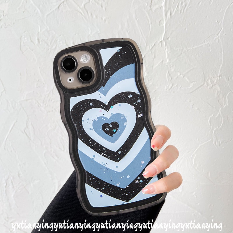 Fashion Case Untuk Samsung A12 A52 A23 A50s A32 A04 A52s A33 A20 A51 A03 A22 A11 A04s A13 A50 A03s A53 A21s A04E A02s A30s A31 Gradasi Love Hati Bling Bintang Bergelombang Pinggir Soft Cover