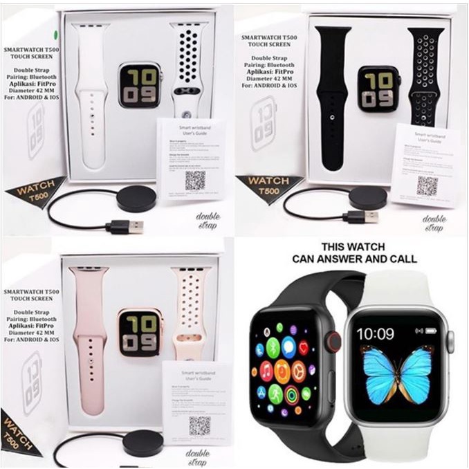 Smartwatch T500 / T55+MAX / iSeries Jam Tangan Smart Watch T55 Health Fitness Tracker(dual strap)