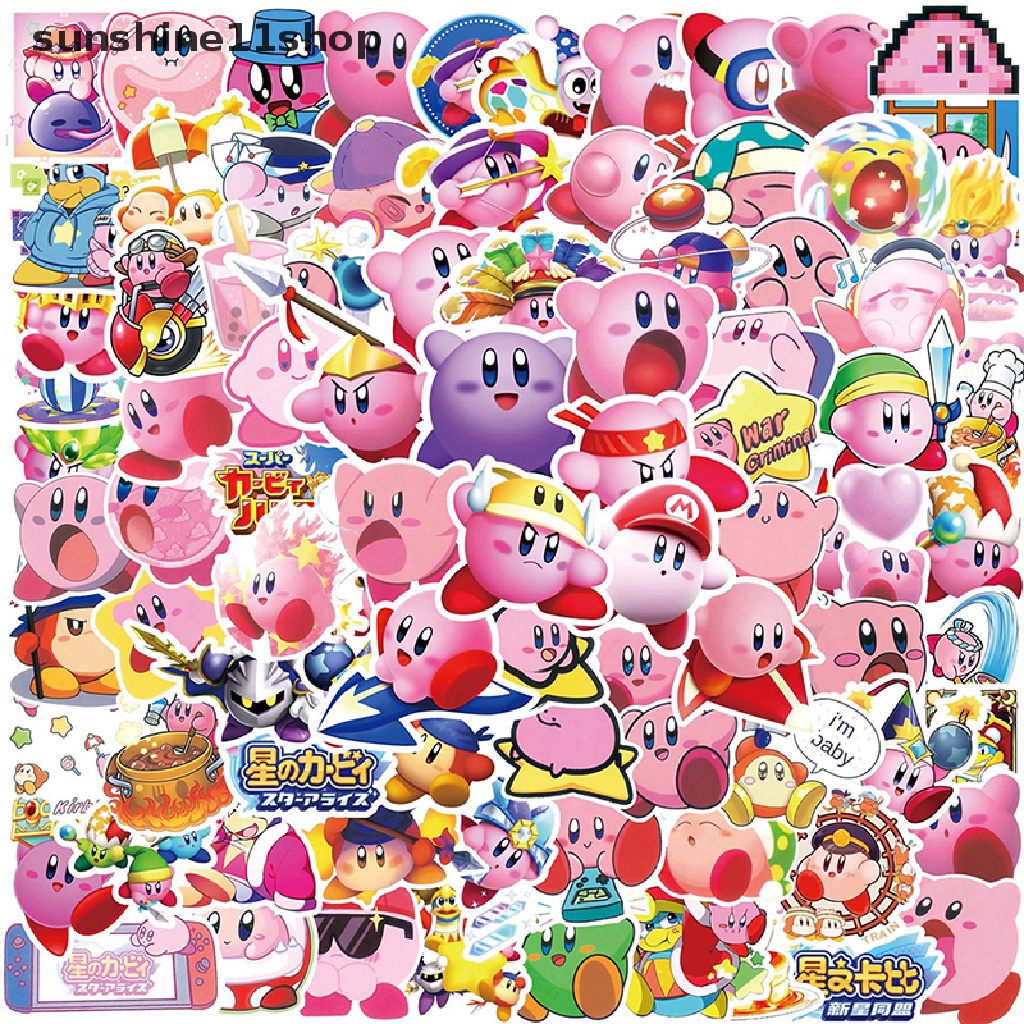 Sho 100Pcs Kartun Kirby Stiker Laptop Gitar Skateboard Tahan Air Decals N