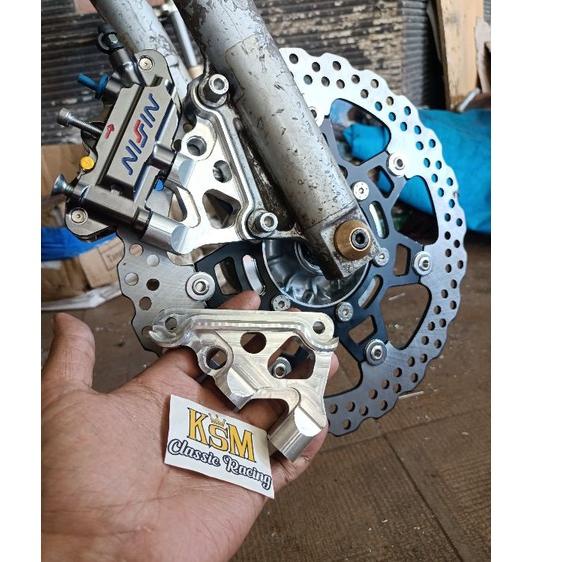 J91 Brecket Kaliper breket caliper nisin 4piston monoblock untuk disck ukuran 300mili (Tiger /Mega p
