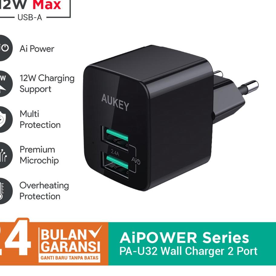 ❃ Charger Aukey PA-U32 2 Port 12W with AiQ -  ♫