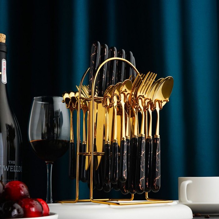 Terlaris Cutlery Set Marble Arya Alat Makan Set Sendok Garpu Pisau Marble