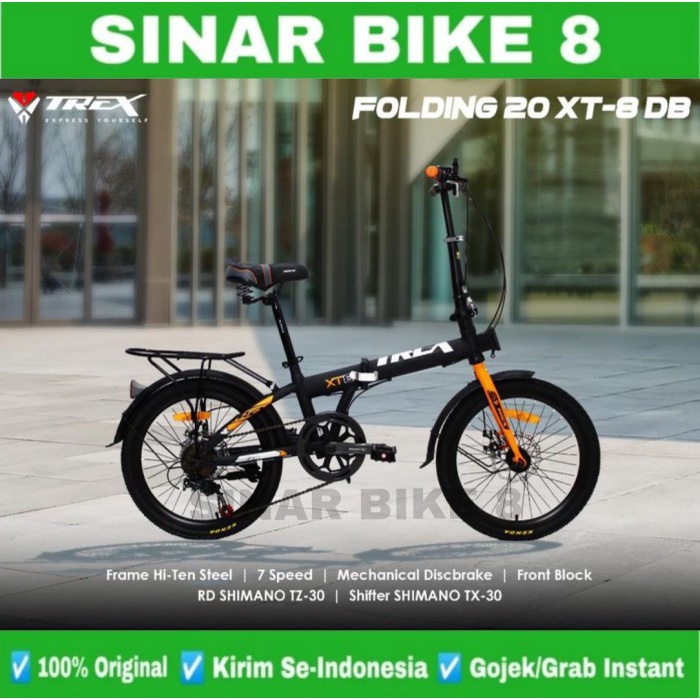 Sepeda Lipat TREX XT-8 DB 7 Speed Folding Bike Ukuran 16 &amp; 20 inch